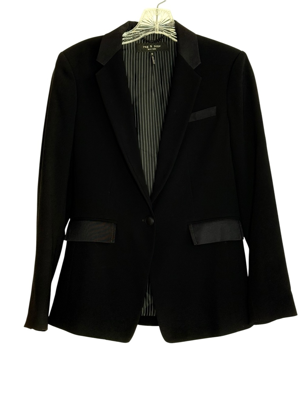 Rag & Bone Black Single Button Wool Blend Blazer Size 8